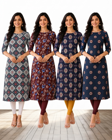 Women's Straight Kurti Combo of 4 (Stitching Service Only) | SilaiVibe